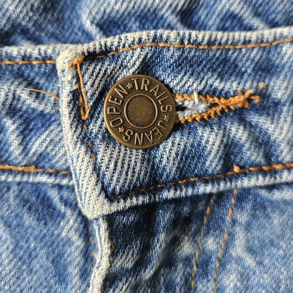 Vintage Open Trails 100% Cotton Blue Jeans Size 14 Long - Picture 4 of 7